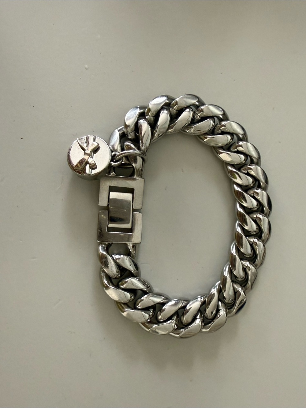 Dior Silver-Tone Chunky Curb Link Bracelet